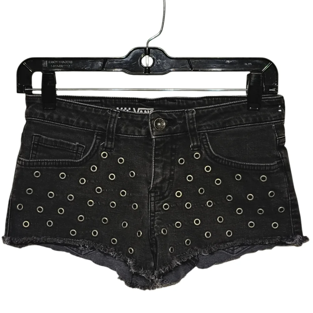 Vintage Vans Grommet Cut Off Jean Shorts Size 3 Black Denim Shorts 2 Inch Inseam